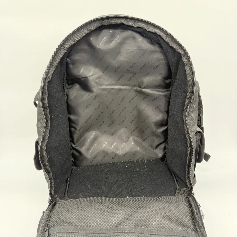 Canon Camera Backpack Black Olive Green DSLR Gear Bag Padded Straps Bungee